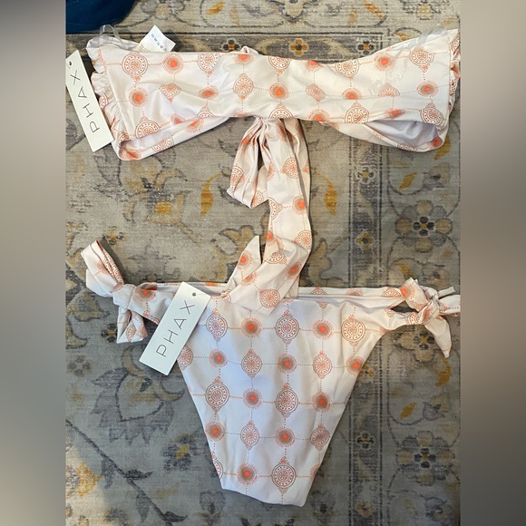 Phax Dots Orange and White Bandeau Bikini (M top/M bottom) - Picture 5 of 5